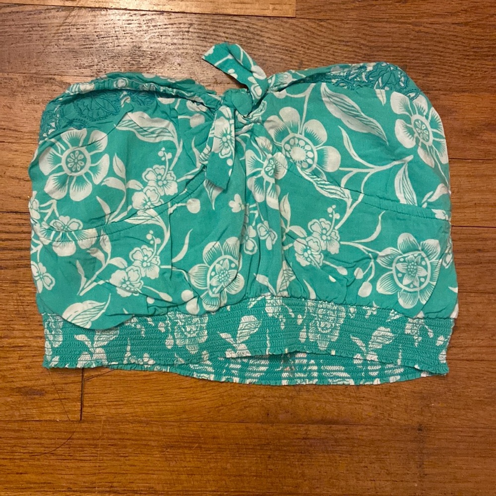 Green & white Hollister tube top. Flower print
